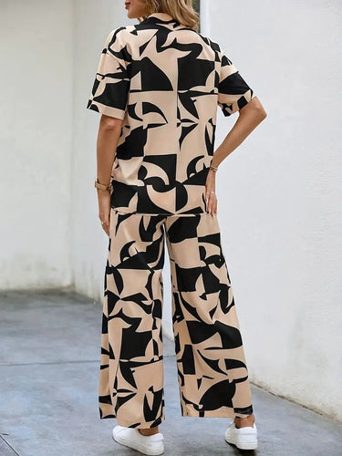 My Western Rayon Button Front Short Graphic Print Elegant Two Piece Set for Women My Western